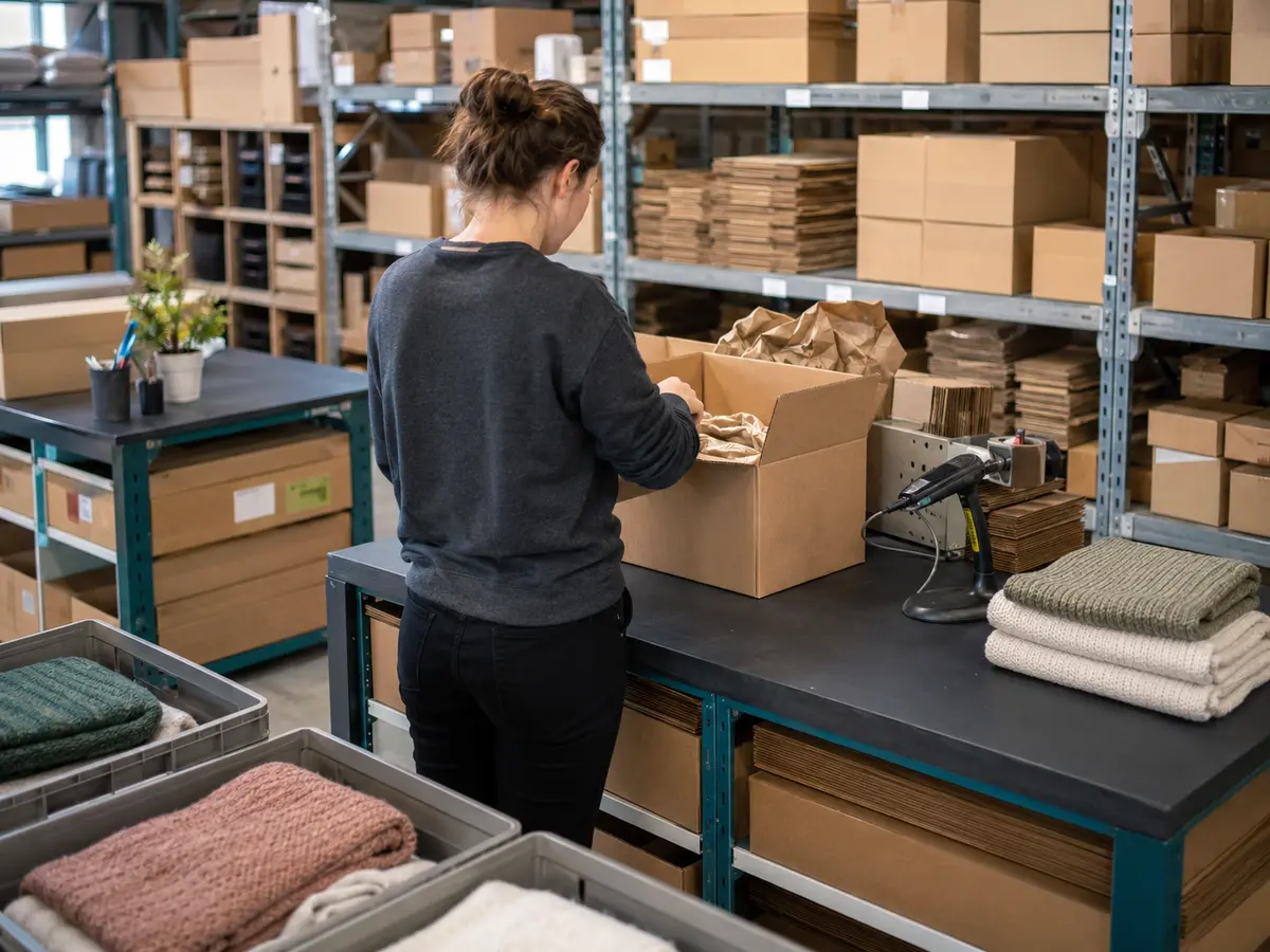 Fulfillment-Lager mit Verpackungsstation
